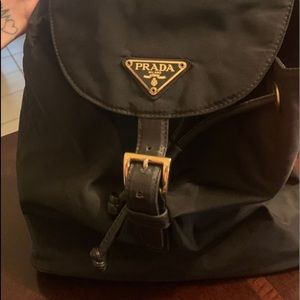 Prada nylon black chain backpack